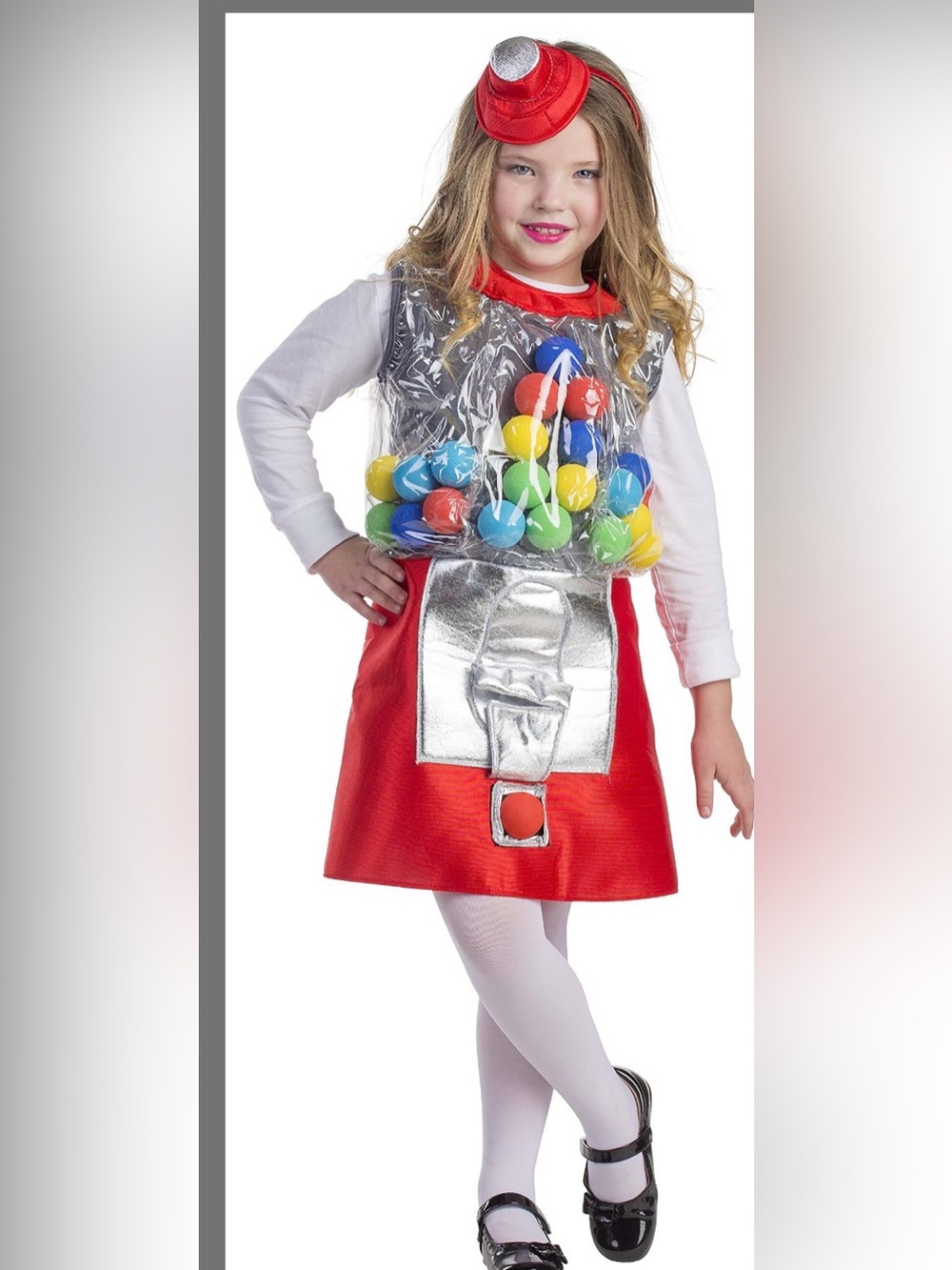 Kids Red Gumball Machine Costume w/ Colorful Balls kids size Large 12-14 used 1x